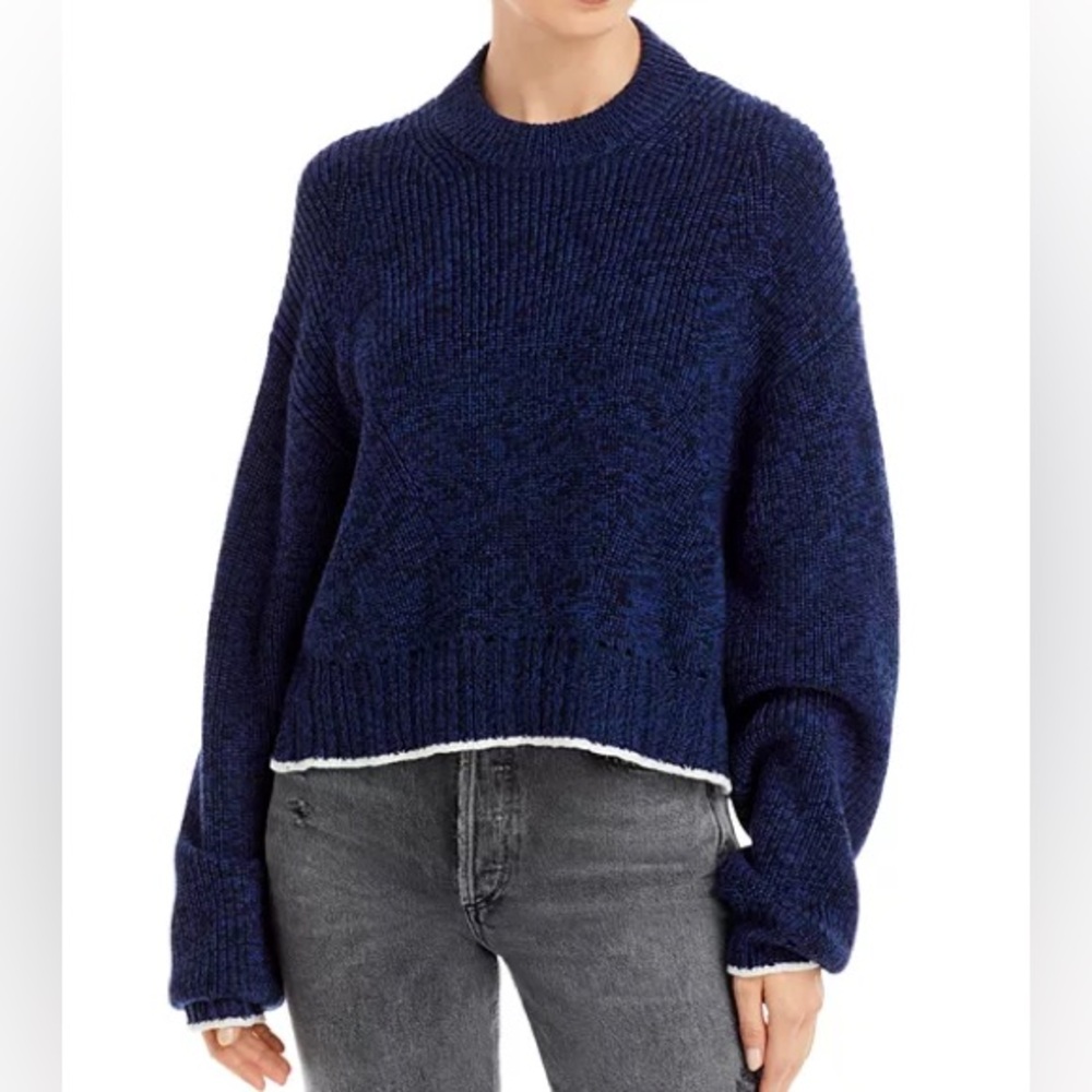 Proenza Schouler Navy & White 100% Wool Sweater